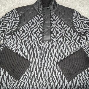 Smartwool Sweater Womens L Black Ski Ninja 1/4 Zip Quilted Mock Neck Geometric